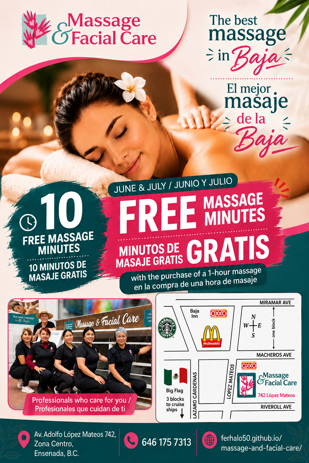 June and July promotion: 10 free massage minutes with any qualifying massage